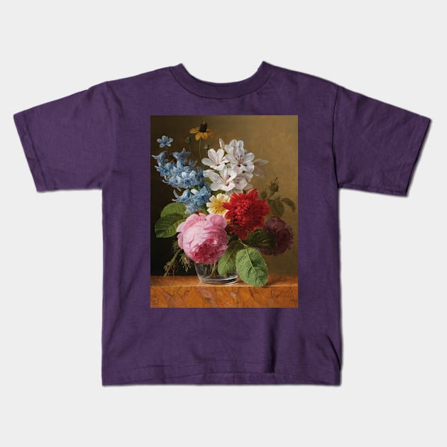 Flower Bouquet in a Glass by Jan Frans van Dael Kids T-Shirt by Amanda1775